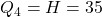 Q_{4} = H = 35