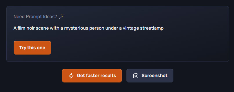 Craiyon Prompt Generator: Need Prompt Ideas? "A film noir scene with a mysterious person under a vintage streetlamp."