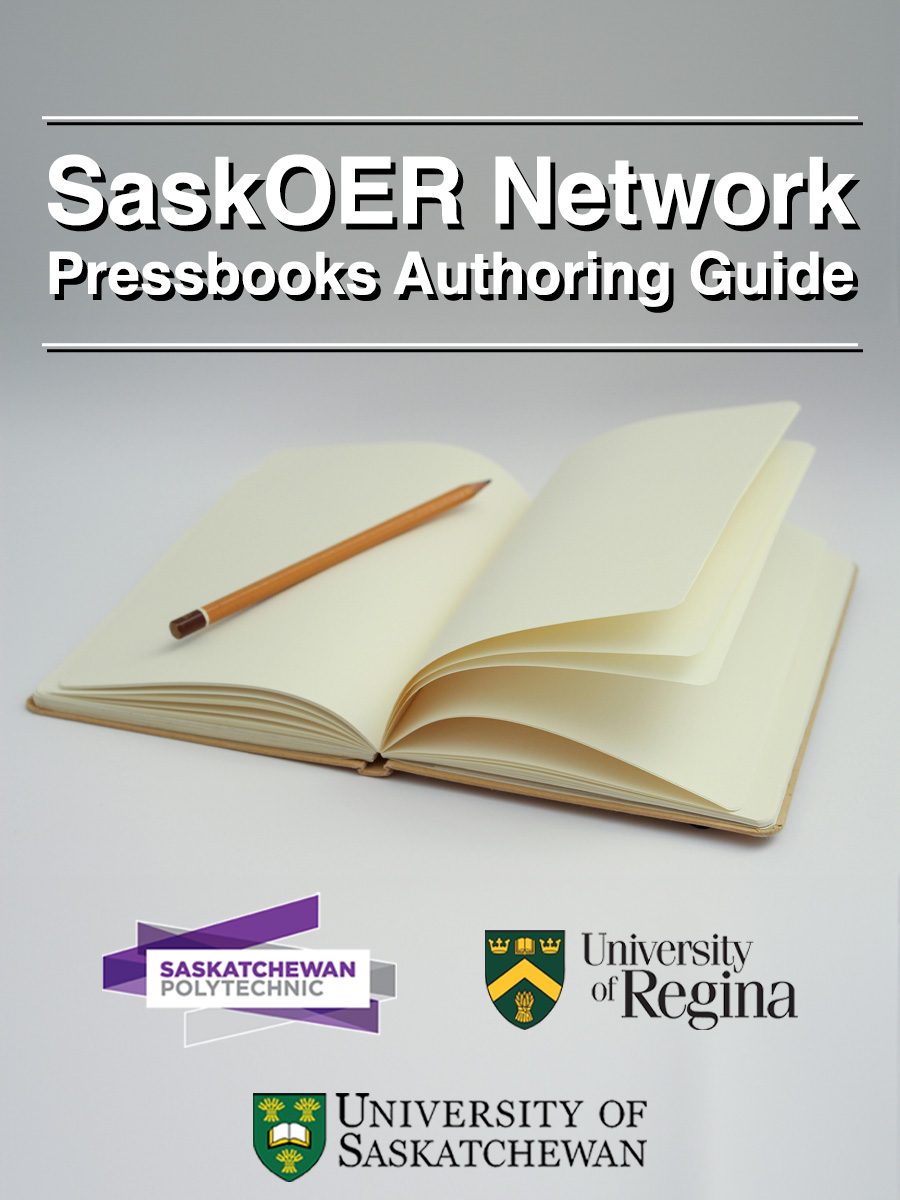 Cover image for SaskOER Network Pressbooks Authoring Guide