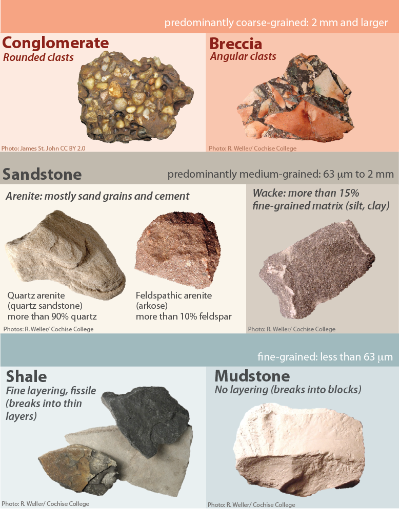 sedimentary rock types names