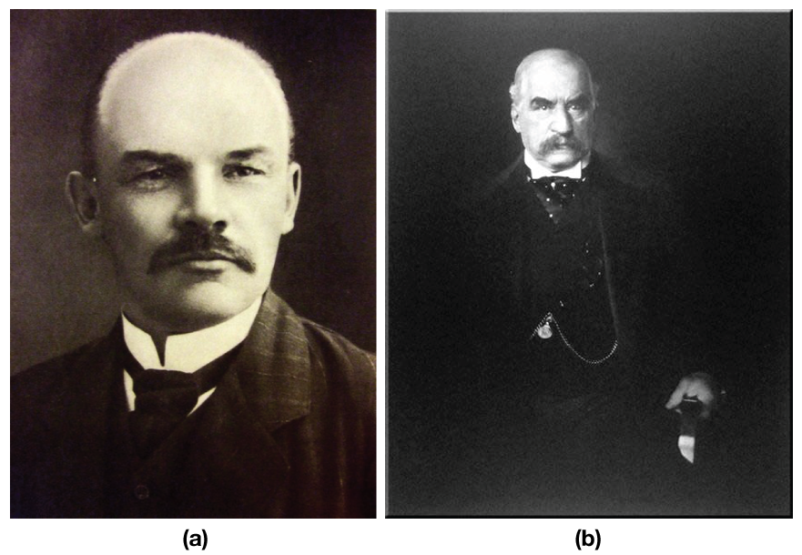 Image (a) Vladimir Ilyich Lenin. Image (b) J.P. Morgan.