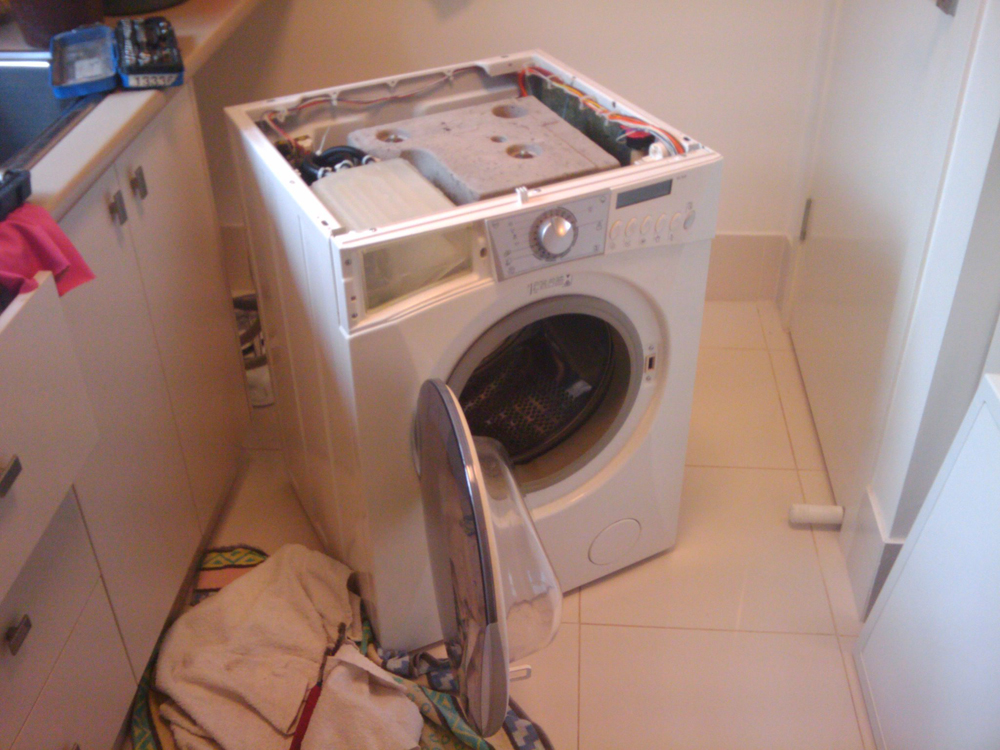 A broken washing machine