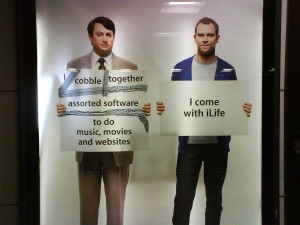 A Mac versus PC ad campaign. Long description available