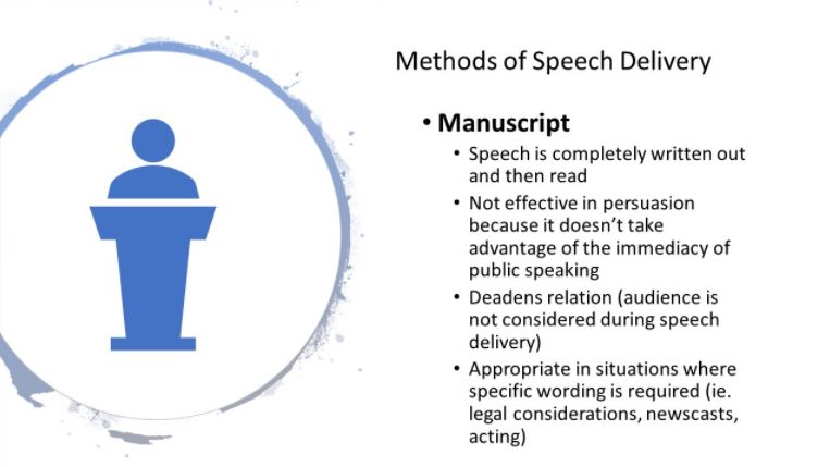 delivering a manuscript speech