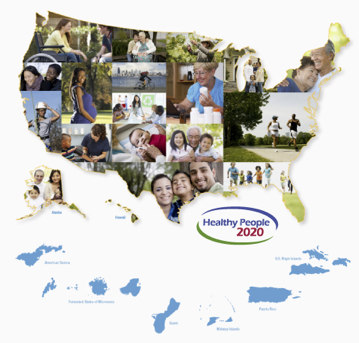 Map of the United States with a collage of photos of individuals.